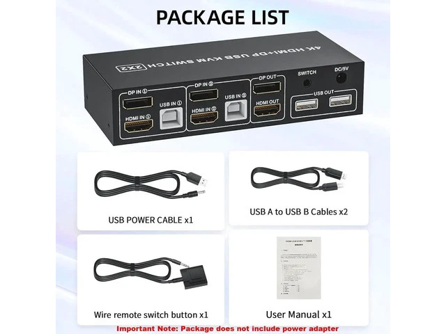 Alt view image 3 of 7 - HDMI DisplayPort KVM Switch 2 Computers 2 Monitors, 4K@60Hz DP 1.4 Dual Monitor KVM Switch with Audio Microphone, USB 2.0 Hub Support Extended Mirror Mode, 2 Port KVM Switcher for 2 PC Share Keyboard