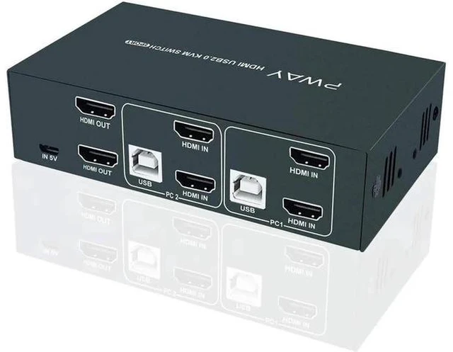 Main image of 2 Port HDMI Dual Monitor KVM Switch, 4K@30Hz Extended Display KVM Switch with 2 USB 2.0 Hub, YUV 4:4:4 Hotkey Switch, All Cables Included Plug & Play No Adapter Needed