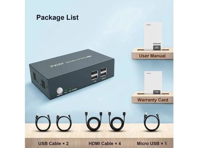 Alt view image 4 of 6 - 2 Port HDMI Dual Monitor KVM Switch, 4K@30Hz Extended Display KVM Switch with 2 USB 2.0 Hub, YUV 4:4:4 Hotkey Switch, All Cables Included Plug & Play No Adapter Needed