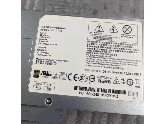 Alt view image 2 of 6 - 750W Redundant Power Supply PS-2751-5Q 0F3R29 12V 60A Switching Power Supply for Dell PowerEdge C2100 C6100 Server