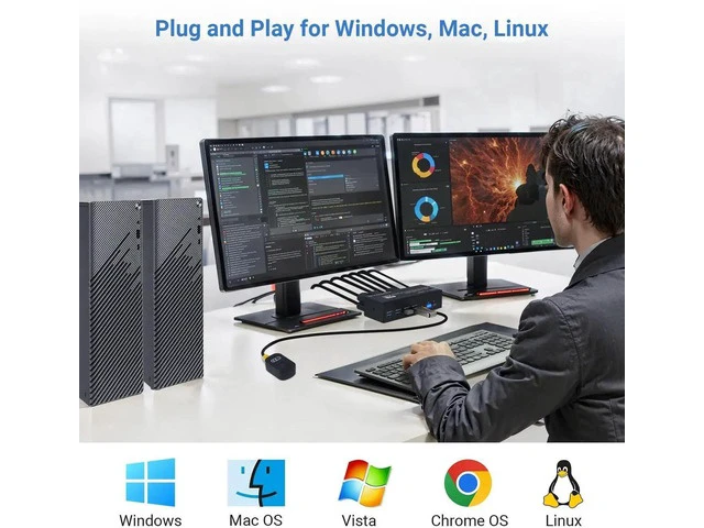 Alt view image 5 of 7 - 8K DisplayPort KVM Switch 2 Computers 2 Monitors, Dual Monitor DP KVM Switch with 4 DisplayPort Ports & 2 USB Cables, Support 8K@60Hz 4K@120Hz DisplayPort 1.4 USB 3.0