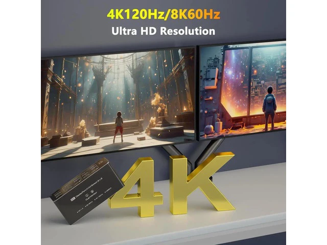 Alt view image 7 of 7 - 2 Monitors 2 Computers DisplayPort KVM Switch, 8K@60Hz USB 3.0 Dual DisplayPort KVM Switcher, Support Extend Copy Mode, Wired Controller Included for 2 PC Share Dual Monitor & 4 USB Devices