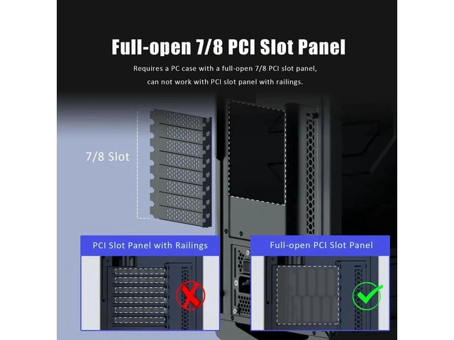 Alt view image 3 of 7 - 2-Slot GPU Vertical Mount Bracket with 200mm PCIe 5.0 Riser Cable, High Speed GPU Extension Kit Compatible with RTX 5090 4090 RX 9070 RX 7900, Fit 7/8 Open PCI Slot PC Case