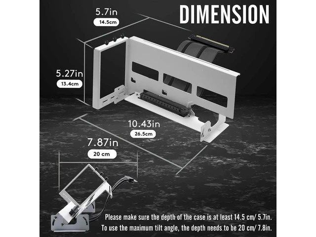 Alt view image 5 of 7 - PCIe 4.0 GPU Mount Bracket with Multi-Angle Adjustable VGA Support Holder, 17cm 6.69in PCIe 4.0 X16 Gen4 Riser Cable Kit Black