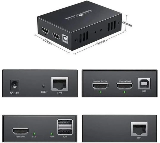 Main image of HDMI KVM USB Extender 1080P Over Cat5e/Cat6 Ethernet Cable, 50m (164ft) HD Video Transmission with Remote Mouse & Keyboard Control