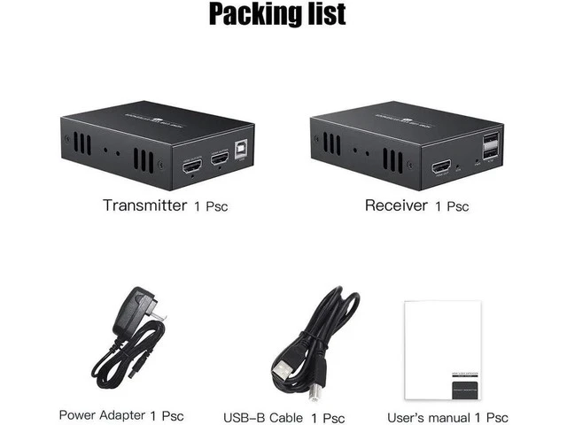 Alt view image 3 of 7 - HDMI KVM USB Extender 1080P Over Cat5e/Cat6 Ethernet Cable, 50m (164ft) HD Video Transmission with Remote Mouse & Keyboard Control