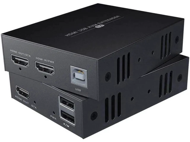 Alt view image 2 of 7 - HDMI KVM USB Extender 1080P Over Cat5e/Cat6 Ethernet Cable, 50m (164ft) HD Video Transmission with Remote Mouse & Keyboard Control