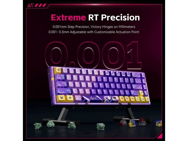 Alt view image 4 of 7 - RS6 Ultra 65% 68 Keys Aluminum Alloy Hall Effect Gaming Keyboard 0.001mm RT 8K Polling Hot Swappable Pink TTC RGB Magneto Keyboard
