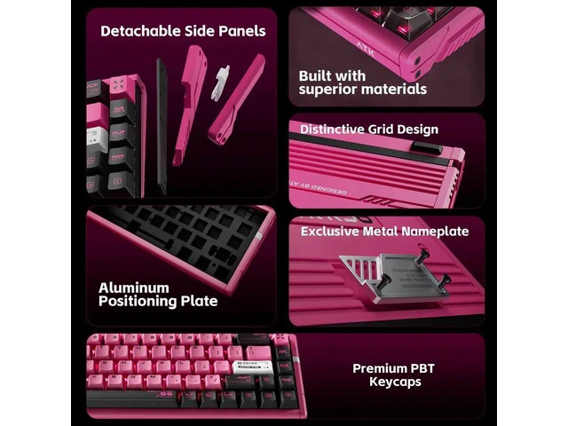 Alt view image 6 of 7 - RS6 Ultra 65% 68 Keys Aluminum Alloy Hall Effect Gaming Keyboard 0.001mm RT 8K Polling Hot Swappable Pink TTC RGB Magneto Keyboard