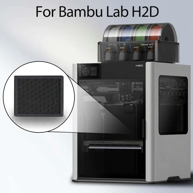 Alt view image 6 of 7 - 2Pcs H2D/H2S/H2C Air Filter Replacement with HEPA13 & Activated Carbon, 3D Printer Air Filter for Bambu Lab H2D/H2S/H2C, Reduce VOCs, PM2.5, UFP& Odors, Plug-and-Play Upgrade