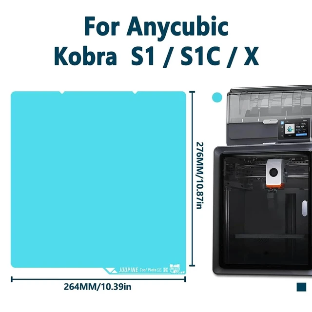 Alt view image 6 of 7 - 2.0 Upgraded OMG Cool Plate for Anycubic Kobra S1/Kobra X/Kobra 4, 264x276mm Thicker Magnetic Kobra Build Plate with Supertack Smooth Surface, Easy Release 3D Printer Hotbed for PLA PETG Printing