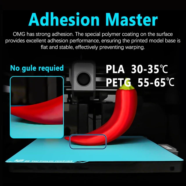 Alt view image 3 of 7 - 2.0 Upgraded OMG Cool Plate for Anycubic Kobra S1/Kobra X/Kobra 4, 264x276mm Thicker Magnetic Kobra Build Plate with Supertack Smooth Surface, Easy Release 3D Printer Hotbed for PLA PETG Printing