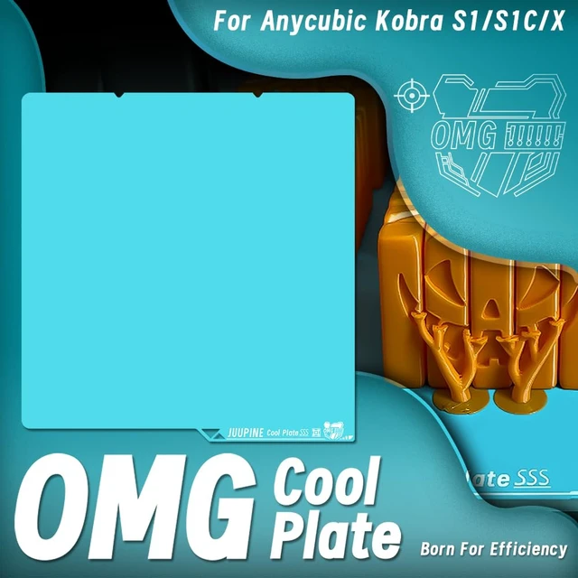 Alt view image 2 of 7 - 2.0 Upgraded OMG Cool Plate for Anycubic Kobra S1/Kobra X/Kobra 4, 264x276mm Thicker Magnetic Kobra Build Plate with Supertack Smooth Surface, Easy Release 3D Printer Hotbed for PLA PETG Printing