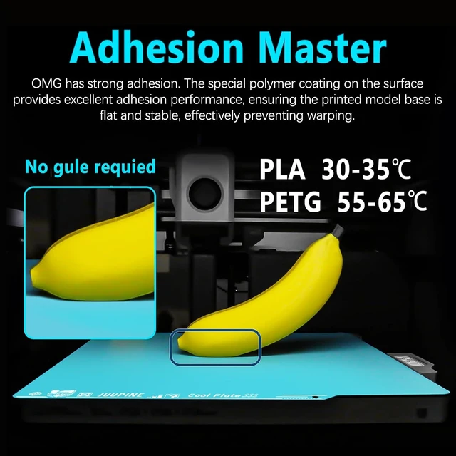 Alt view image 3 of 7 - OMG Cool Plate for Bambu Lab X2D/P2S/P1S/P1P/A1/X1/X1C, 257x257mm Thicker Magnetic Bamboo Build Plate with Supertack Smooth Surface, Low-Temperature 3D Printer Bed Plate for PLA PETG Printing