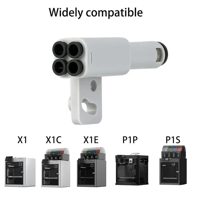 Alt view image 6 of 7 - Bamboo 4-in-1 PTFE Adapter, Filament Bowden Tube Expansion Port,AMS Connect 4 Feeding Modules Compatible with Bambu Lab X1/X1C/X1E/P1S/P2S/P1P/H2D/H2S 3D Printer Accessories