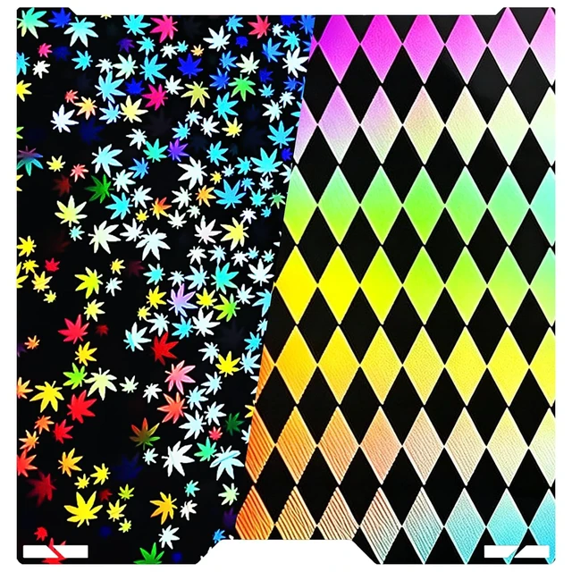 Main image of 355x346mm H2D Build Plate for Bambu Lab H2D/H2S,Double-Sided Maple Leaf & Lattice Pattern Smooth Holographic Spring Steel Sheet,Flexible Easy Release Print Bed Platform Bambu H2D Accessories