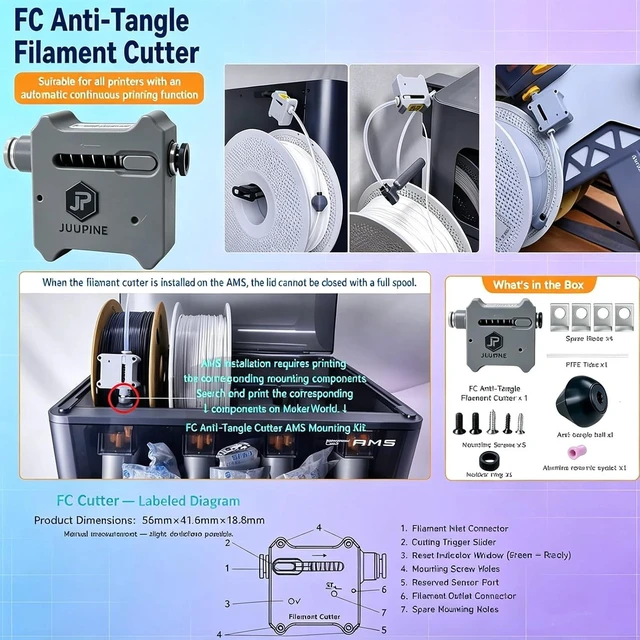Alt view image 5 of 7 - 10 Pack Anti-Tangle Filament Cutter Sensor for 1.75mm 3D Printer Filament