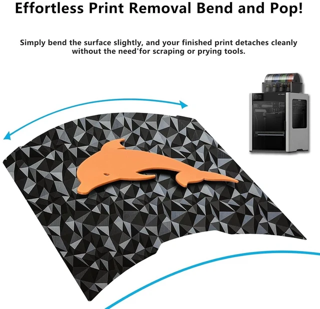 Alt view image 5 of 7 - 355x346mm H2D Build Plate for Bambu Lab H2D/H2S,Double Sided PEO PET Flexible Removable Spring Steel Heated Printing Bed Platform,Removable Heated Bed for H2D Combo/H2S(Carbon Fiber+Diamond)