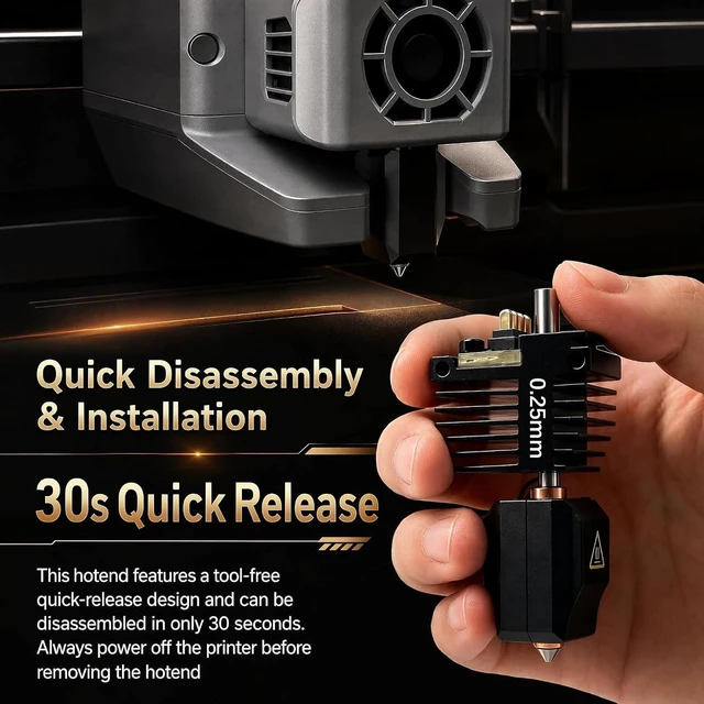 Alt view image 5 of 7 - 2 PK 0.25mm Creator 5 Hotend for Flashforge Creator 5 Pro Hot End,Quick Swap Integrated High Speed Hardened Steel Nozzle,High Precision Detailed Printing,320 High Temp Print Head with Silicone Sock