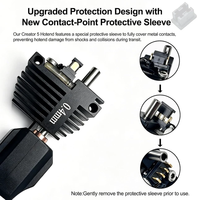 Alt view image 5 of 7 - 2 PK 0.4mm Creator 5 Hotend for Flashforge Creator 5 Pro Hot End,Quick Swap Integrated High Speed Hardened Steel Nozzle,Balanced Detail & Speed, 320 High Temp Print Head with Silicone Sock