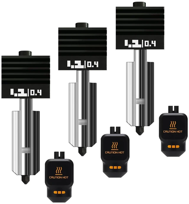 Main image of 3-Pack 0.4mm Bamboo X2D/H2D/H2S/H2C/P2S Hotend Kit, Hardened Steel Nozzle Replacement Parts for Bambu Lab H2 Series/P2S/X2D 3D Printer, Quick-Swap Bamboo Print Head, Balanced Speed & Detail