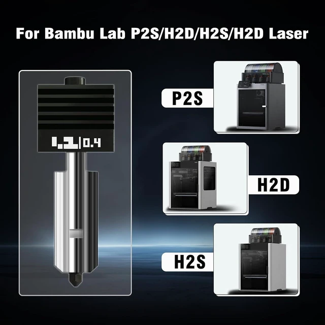 Alt view image 2 of 7 - 4-Pack X2D/H2S/H2D/H2C/P2S Hotend for Bambu Lab 3D Printer, Quick Swap Hardened Steel Nozzle Assembly 0.2mm 0.4mm 0.6mm 0.8mm for High Speed 3D Printing, Bamboo Extruder Print Head,3D Printer Parts