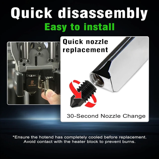 Alt view image 5 of 7 - 4-Pack X2D/H2S/H2D/H2C/P2S Hotend for Bambu Lab 3D Printer, Quick Swap Hardened Steel Nozzle Assembly 0.2mm 0.4mm 0.6mm 0.8mm for High Speed 3D Printing, Bamboo Extruder Print Head,3D Printer Parts