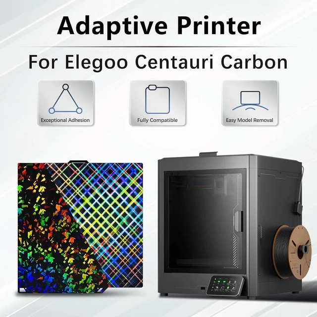 Alt view image 2 of 7 - Skynet+Flake Holographic CC Plate for ELEGOO Centauri Carbon Build Plate 260x271mm(Daul-Sided), Heatbed Flexible Spring Steel Sheet, High Temperature Resistance, Strong Adhesion & Easy Model Removal