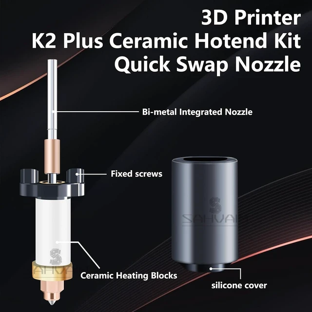 Alt view image 7 of 7 - K2 Plus Ceramic Heating Block Kit with Extra Nozzle, High Flow Hotend Kit,Unicorn Quick Swap Nozzle Kit, 350°C High Temperature Resistance, All-Metal Integrated Design for Creality K2 Plus