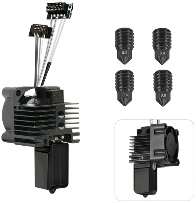 Main image of 0.4MM P1S Complete Hotend Kit with Extra Nozzle Tips (0.2mm 0.4mm 0.6mm 0.8mm), Full Hardened Steel Nozzle Assembly for Bambu Lab P1S/P1P 3D Printer, Extruder Hotend Print Head Replacement