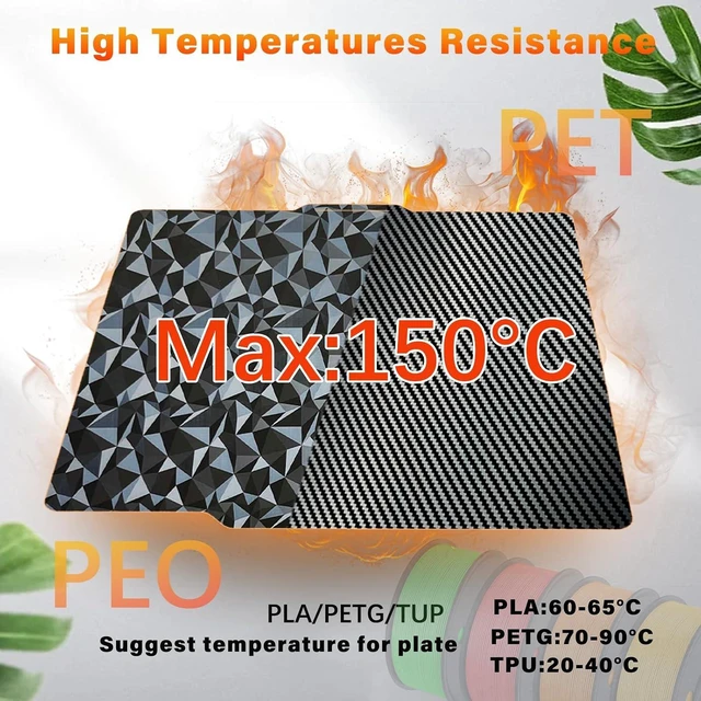 Alt view image 5 of 7 - 3D Printer Platform PEO PET Bambu Lab Build Plate for Bambu Lab X2D/P2S/P1S/P1P/A1/X1C/X1/X1E,257x257mm Diamond +Carbon Fiber Spring Steel Plate Sheet Flexible 3D Printing Bed Plate