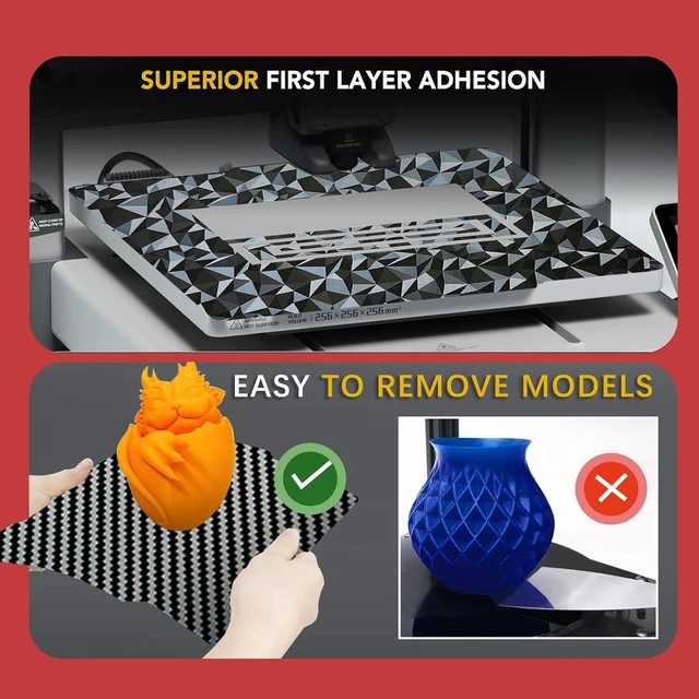 Alt view image 6 of 7 - 3D Printer Platform PEO PET Bambu Lab Build Plate for Bambu Lab X2D/P2S/P1S/P1P/A1/X1C/X1/X1E,257x257mm Diamond +Carbon Fiber Spring Steel Plate Sheet Flexible 3D Printing Bed Plate