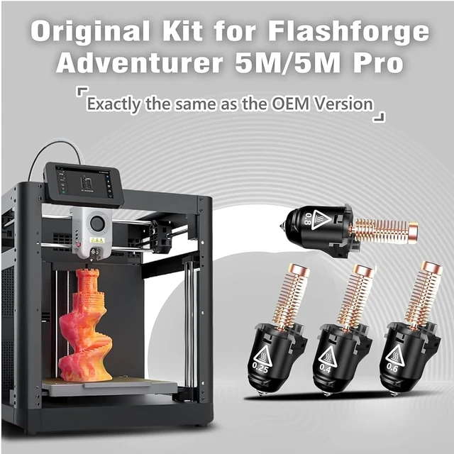 Alt view image 2 of 6 - 4 Pack 0.25mm/0.4mm/0.6mm/0.8mm AD5M Hotend for FLASHFORGE Adventurer 5M,3S Quick Detachable Nozzle,Up to 280 High Temperature High Flow 32mm³/s for Stable High-Speed Printing