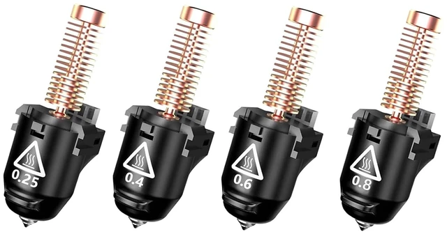 Main image of 4 Pack 0.25mm/0.4mm/0.6mm/0.8mm AD5M Hotend for FLASHFORGE Adventurer 5M,3S Quick Detachable Nozzle,Up to 280 High Temperature High Flow 32mm³/s for Stable High-Speed Printing