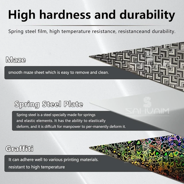 Alt view image 6 of 7 - Maze & Graffiti Bamboo Holographic Build Plate 257×257mm for Bambu Lab P2S/P1S/P1P/X1C/X1/X1E/A1, Flexible Spring Steel PEI Print Bed, Removable 3D Effect Plate for Bambu 3D Printers