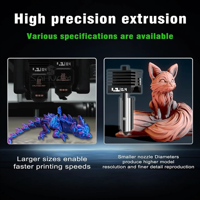 Alt view image 3 of 7 - 4Pack 0.2/0.4/0.6/0.8MM H2 Series/X2D/P2S Hotend for Bambu Lab H2D/H2S/H2C Combo/X2D/P2S 3D Printer, High Temperature Quick Swap Hardened Steel Nozzle Replacement 3D Printer Extruder