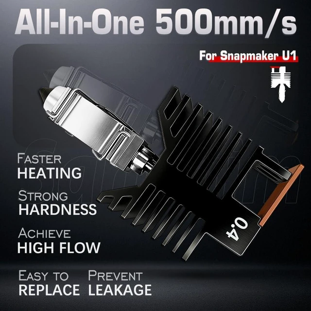 Alt view image 2 of 6 - 4Pcs 0.4MM U1 Hotend for Snapmaker U1 Extruder, 24V 48W Fast Heating Ceramic Hot End with Hardened Steel Nozzle, Leak-Proof Integrated Design, Replacement Hotend for Sanpmaker U1 3D Printer Parts