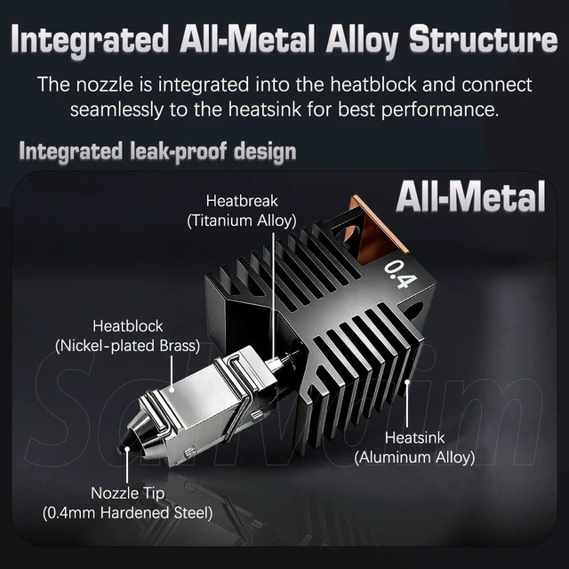 Alt view image 3 of 6 - 4Pcs 0.4MM U1 Hotend for Snapmaker U1 Extruder, 24V 48W Fast Heating Ceramic Hot End with Hardened Steel Nozzle, Leak-Proof Integrated Design, Replacement Hotend for Sanpmaker U1 3D Printer Parts