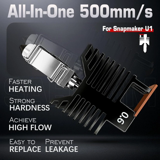 Alt view image 2 of 7 - 4Pcs 0.6MM U1 Hotend for Snapmaker U1 Extruder, 24V 48W Fast Heating Ceramic Hot End with Hardened Steel Nozzle, Leak-Proof Integrated Design, Replacement Hotend for Sanpmaker U1 3D Printer Parts