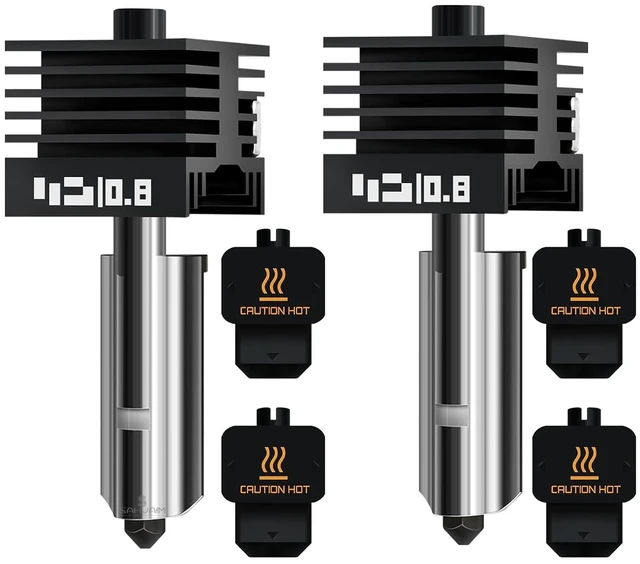Main image of 2Pcs 0.8mm H2D/H2S/H2C/P2S/X2D Hotend Kit for Bambu Lab H2 Series/P2S/X2D 3D Printer, Upgraded High Temp Quick Swap Hardened Steel Nozzle Replacement 3D Printer Extruder with 2Pcs Silicone Sock