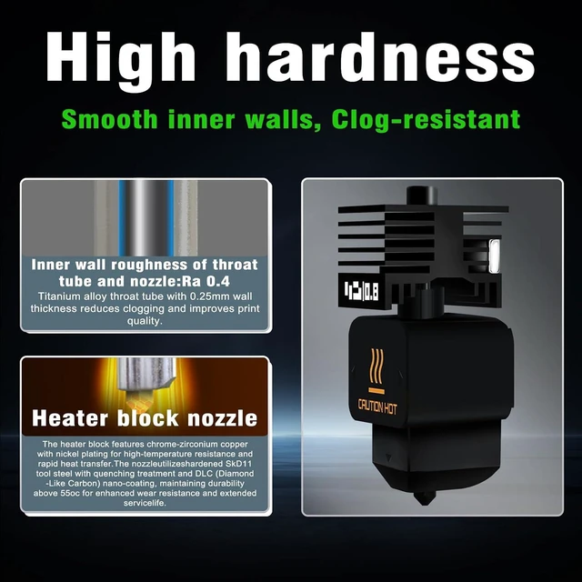 Alt view image 2 of 7 - 2Pcs 0.8mm H2D/H2S/H2C/P2S/X2D Hotend Kit for Bambu Lab H2 Series/P2S/X2D 3D Printer, Upgraded High Temp Quick Swap Hardened Steel Nozzle Replacement 3D Printer Extruder with 2Pcs Silicone Sock