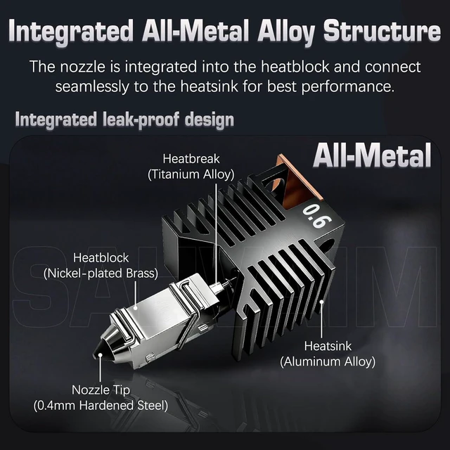 Alt view image 3 of 7 - 4Pcs 0.6MM U1 Hotend for Snapmaker U1 Extruder, 24V 48W Fast Heating Ceramic Hot End with Hardened Steel Nozzle, Leak-Proof Integrated Design, Replacement Hotend for Sanpmaker U1 3D Printer Parts
