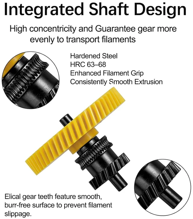Alt view image 2 of 7 - U1 Extruder Gear DLC Hardened Steel Kit, Injection Molding Handle & Integrated One-Piece POM Reduction Gear,Direct Drive Wearproof Anti-Slip Replacement Parts Works with PLA ABS PETG