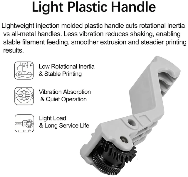 Alt view image 4 of 7 - U1 Extruder Gear DLC Hardened Steel Kit, Injection Molding Handle & Integrated One-Piece POM Reduction Gear,Direct Drive Wearproof Anti-Slip Replacement Parts Works with PLA ABS PETG