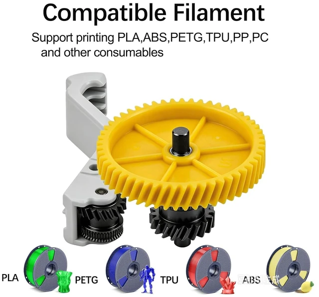 Alt view image 5 of 7 - U1 Extruder Gear DLC Hardened Steel Kit, Injection Molding Handle & Integrated One-Piece POM Reduction Gear,Direct Drive Wearproof Anti-Slip Replacement Parts Works with PLA ABS PETG