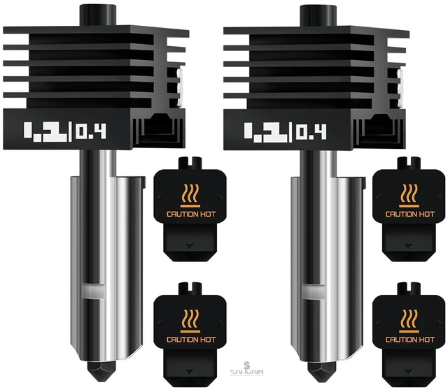 Main image of Upgraded 2Pcs 0.4mm H2D/H2S/H2C/X2D/P2S Hotend Kit for Bambu Lab H2 Series/X2D/P2S 3D Printer, High Temp and Quick Swap Hardened Steel Nozzle Replacement 3D Printer Extruder with 2Pcs Silicone Sock