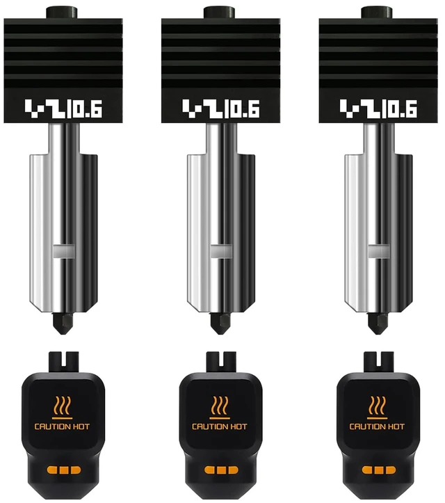Main image of 3-Pack 0.6mm Bamboo H2D/H2S/H2C/P2S/X2D Hotend Kit with Silicone Sock, Hardened Steel Nozzle Replacement Parts for Bambu Lab H2 Series/P2S/X2D 3D Printer, Fast Printing Nozzles for Large Model