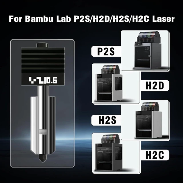 Alt view image 7 of 7 - 3-Pack 0.6mm Bamboo H2D/H2S/H2C/P2S/X2D Hotend Kit with Silicone Sock, Hardened Steel Nozzle Replacement Parts for Bambu Lab H2 Series/P2S/X2D 3D Printer, Fast Printing Nozzles for Large Model