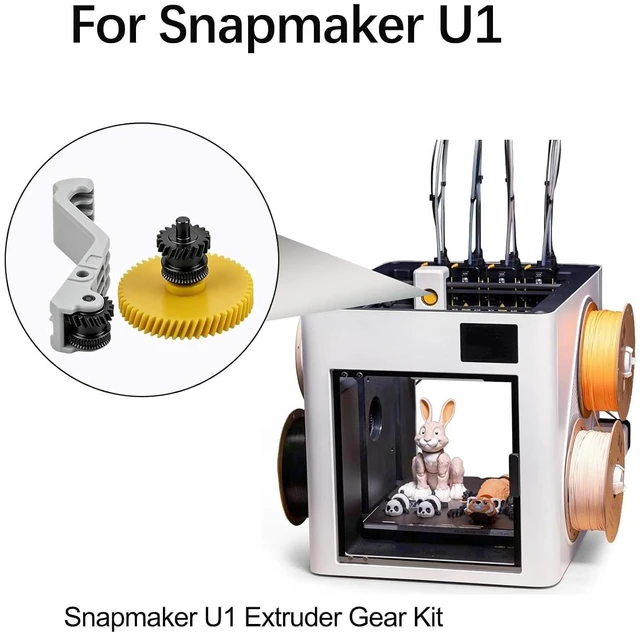 Alt view image 6 of 7 - U1 Extruder Gear DLC Hardened Steel Kit, Injection Molding Handle & Integrated One-Piece POM Reduction Gear,Direct Drive Wearproof Anti-Slip Replacement Parts Works with PLA ABS PETG