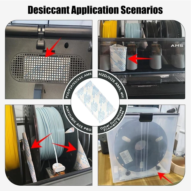 Alt view image 3 of 7 - 3D Printer AMS Filament Desiccant Pack for Bambu Lab P1S P1P X1 X1C AMS Other Filament Boxes, Moisture Absorber for PLA PETG ABS TPU Filaments, Keep Filaments Dry and Printing Smoothly